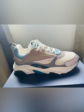 Dior White Sneaker with Light Blue Trim